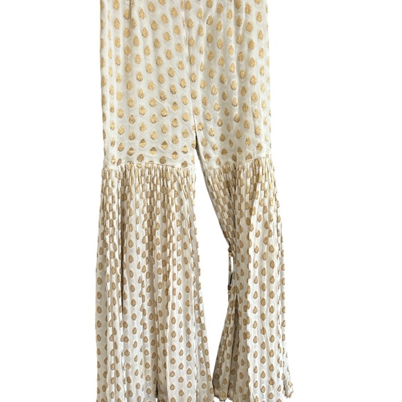 Gold Polka Dot Wide-Leg Pants - Picture 1 of 9